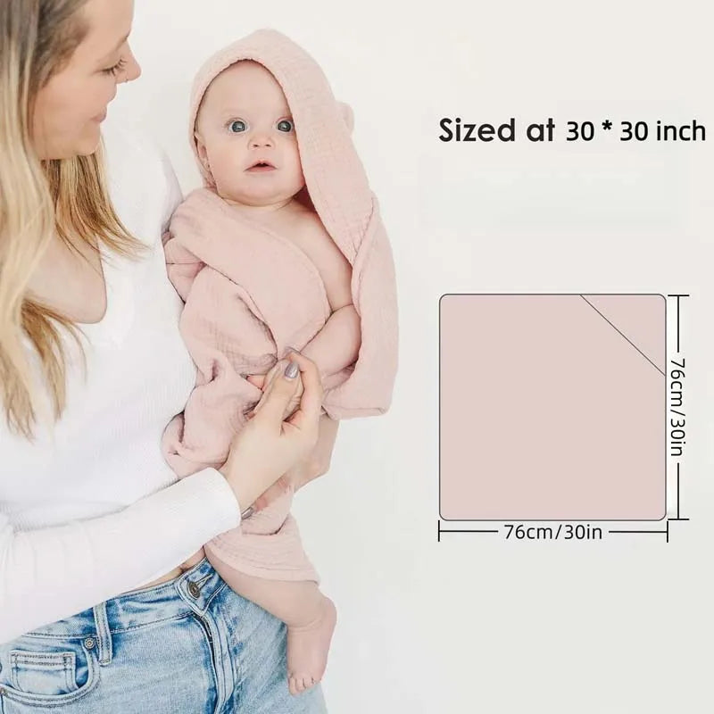 🤎 Schormann Baby Badehåndklæde med Hætte – Blød Bomuld (76 × 76 cm)