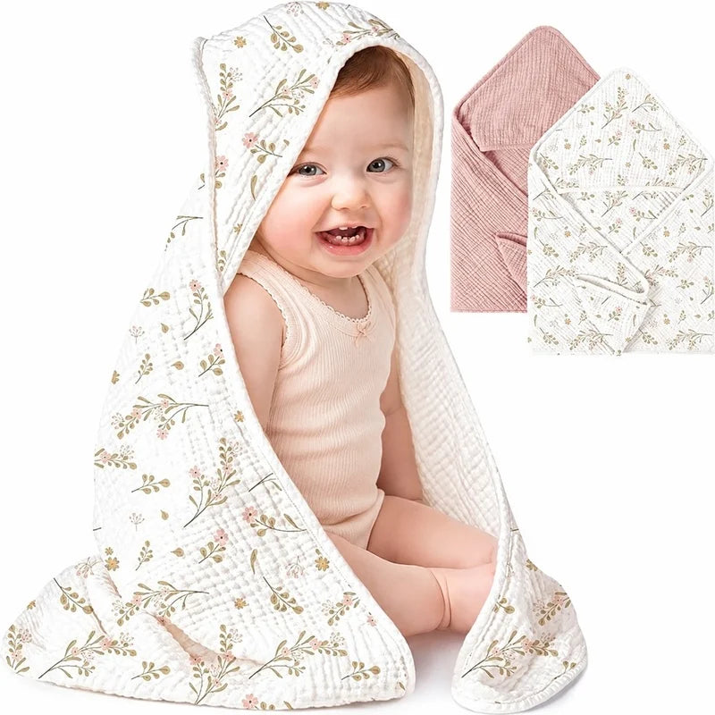 🤎 Schormann Baby Badehåndklæde med Hætte – Blød Bomuld (76 × 76 cm)