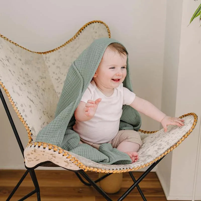 🤎 Schormann Baby Badehåndklæde med Hætte – Blød Bomuld (76 × 76 cm)